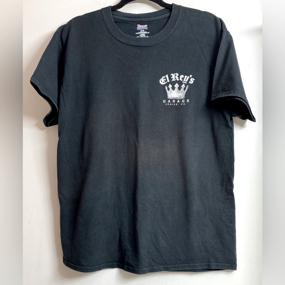 Y2K El Rey Garage Venice Ca. Black tee, size L. Beefy- T